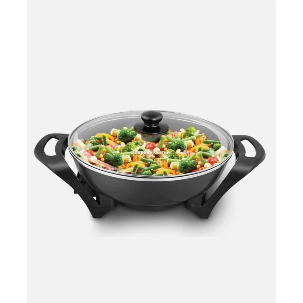 Complete Cuisine 13in Electric Wok Glass Lid 5QT CC-WK-005 Black